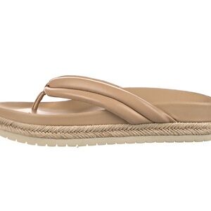 VINCE Tan Leather Thong Espadrille Sandals